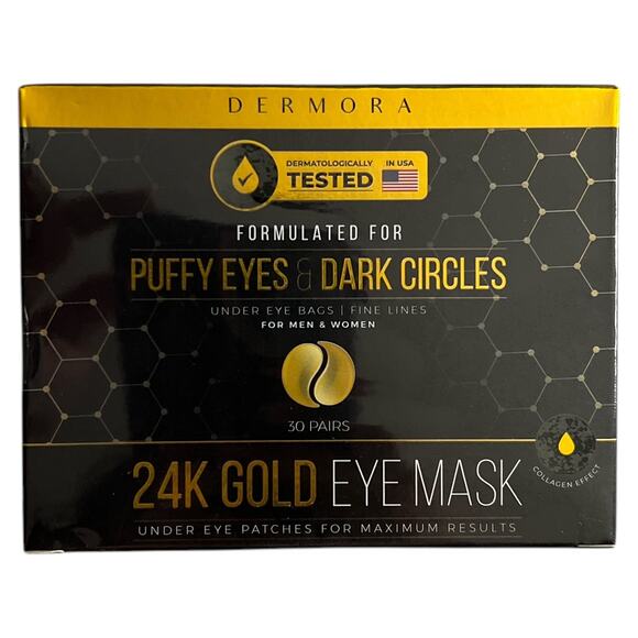 Dermora 24K Gold Eye Mask, Under Eye Patches, 30 Pairs - Picture 1 of 6